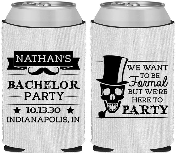 Custom Bachelor Party Neoprene Can Coolers - Formal Skeleton | 40048