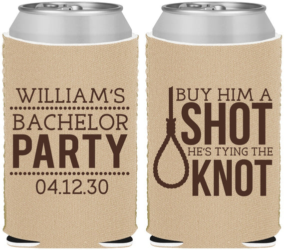 Custom Bachelor Party Neoprene Can Coolers - Buy Him A Shot | 40051