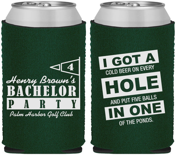 Custom Bachelor Party Neoprene Can Coolers - Golf | 40055
