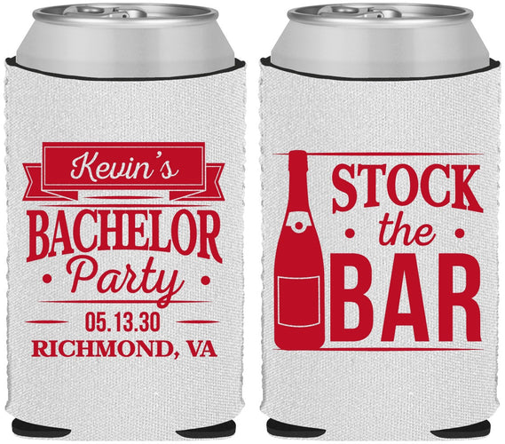 Custom Bachelor Party Neoprene Can Coolers - Stock The Bar | 40073