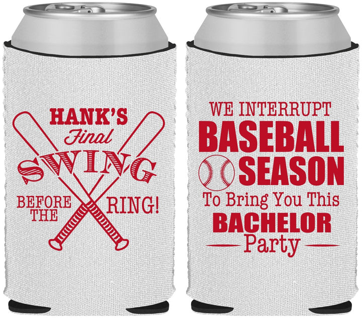 Custom Bachelor Party Neoprene Can Coolers - Baseball | 40075