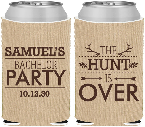 Custom Bachelor Party Neoprene Can Coolers - Hunt Is Over | 40084