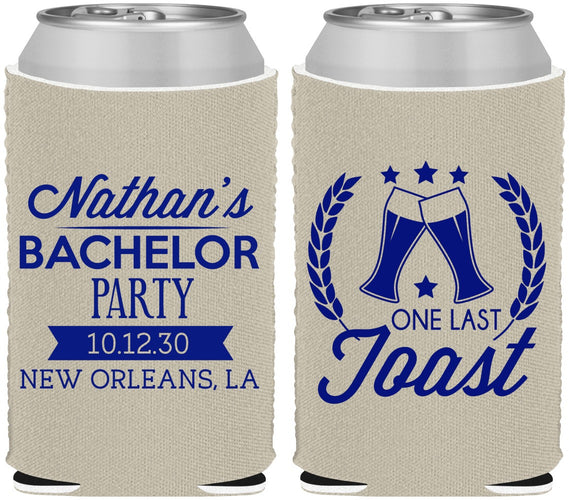 Custom Bachelor Party Neoprene Can Coolers - One Last Toast | 40095