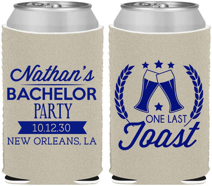 Custom Bachelor Party Neoprene Can Coolers - One Last Toast | 40095
