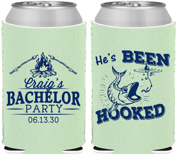 Custom Bachelor Party Neoprene Can Coolers - Fishing Hooked | 40096