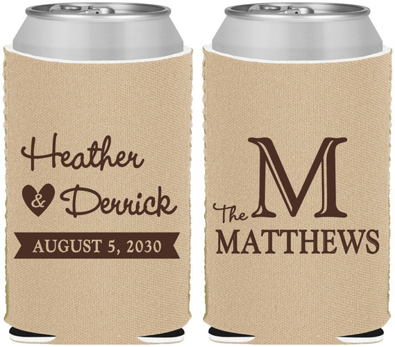 Custom Wedding Neoprene Can Coolers - Monogram | 402