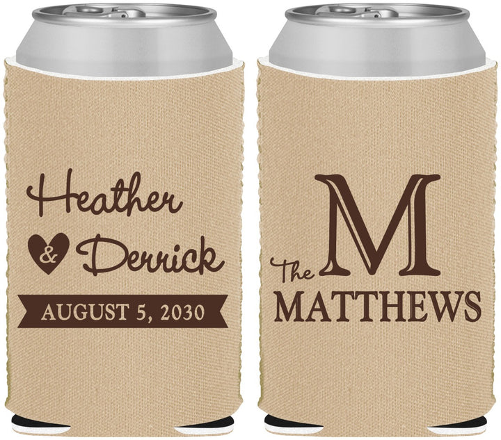 Custom Wedding Neoprene Can Coolers - Monogram | 402