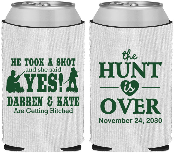Custom Wedding Neoprene Can Coolers - The Hunt Is Over | 403