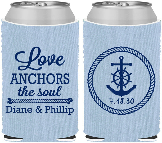 Custom Wedding Neoprene Can Coolers - Love Anchors The Soul | 405