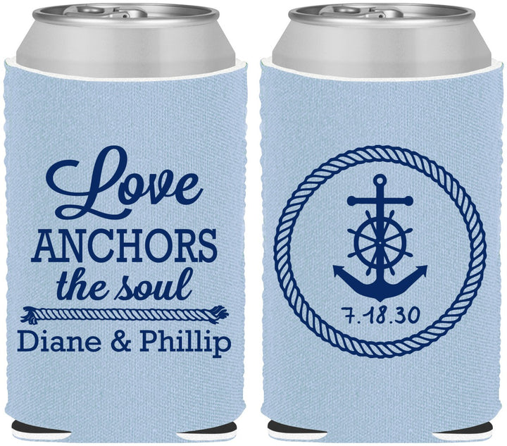 Custom Wedding Neoprene Can Coolers - Love Anchors The Soul | 405
