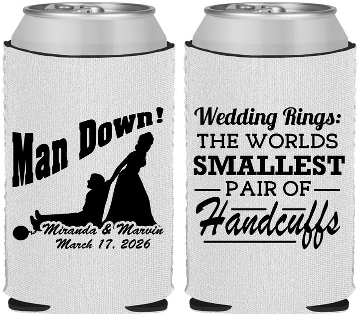 Custom Wedding Neoprene Can Coolers - Man Down | 407