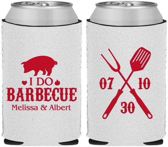 Custom Wedding Neoprene Can Coolers - I Do Barbecue Bbq | 410