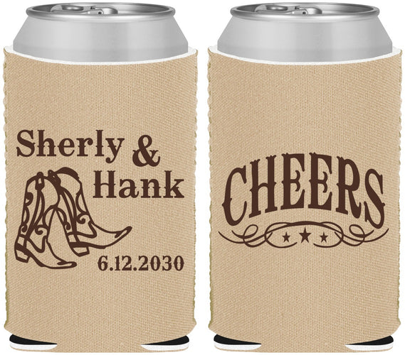 Custom Wedding Neoprene Can Coolers - Cheers Cowboy | 411