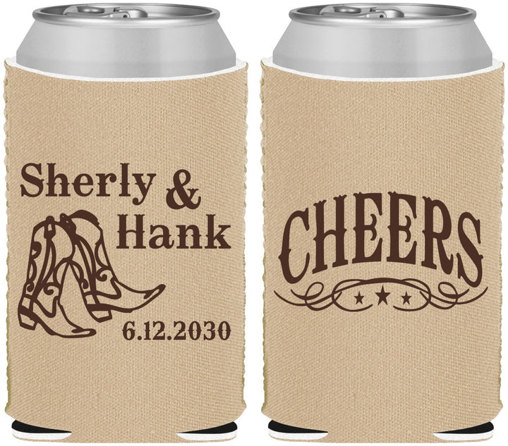 Custom Wedding Neoprene Can Coolers - Cheers Cowboy | 411