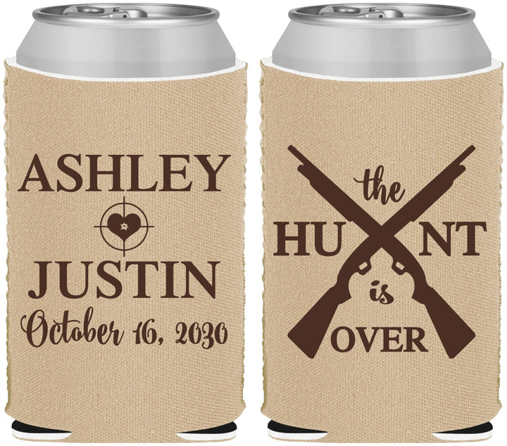 Custom Wedding Neoprene Can Coolers - The Hunt Is Over | 412