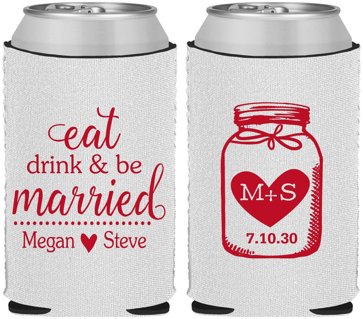 Custom Wedding Neoprene Can Coolers - Mason Jar | 415