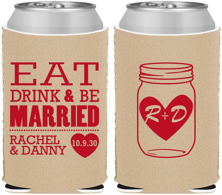 Custom Wedding Neoprene Can Coolers - Eat Drink Be Married | 417
