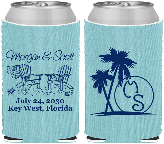 Custom Wedding Neoprene Can Coolers - Beach | 423