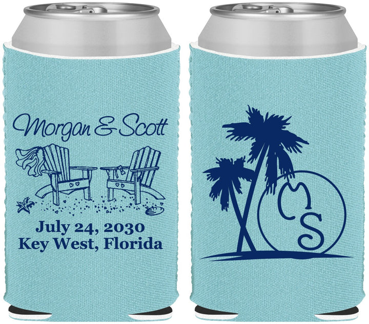 Custom Wedding Neoprene Can Coolers - Beach | 423