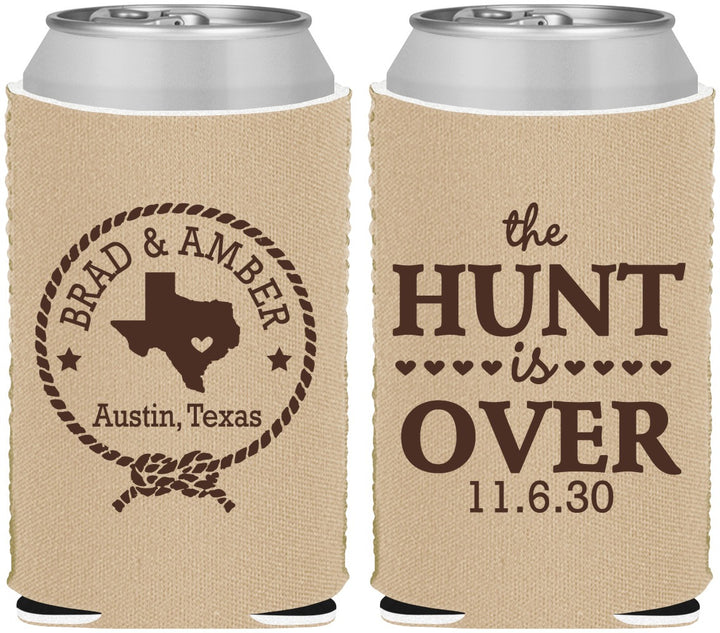 Custom Wedding Neoprene Can Coolers - The Hunt Is Over | 426