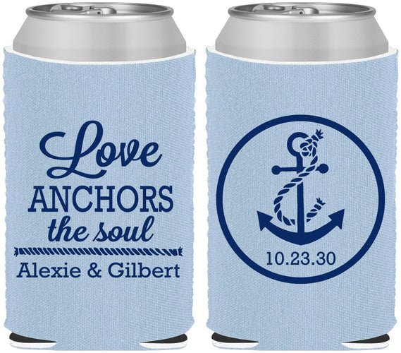 Custom Wedding Neoprene Can Coolers - Love Anchors The Soul | 440