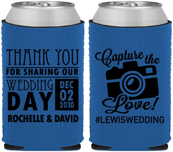 Custom Wedding Neoprene Can Coolers - Capture The Love | 444