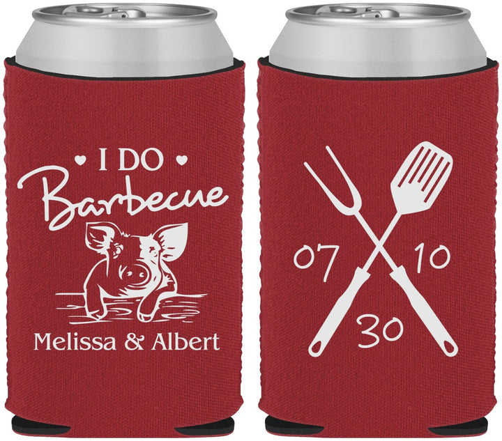 Custom Wedding Neoprene Can Coolers - I Do Barbecue Bbq | 446