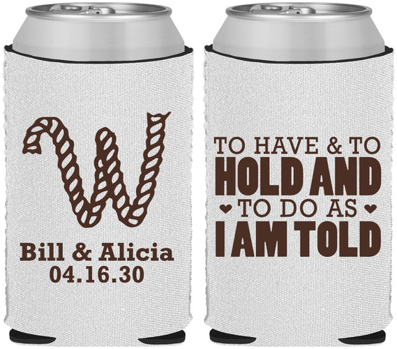 Custom Wedding Neoprene Can Coolers - To Have And To Hold | 449