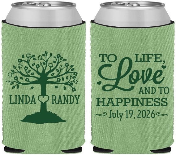 Custom Wedding Neoprene Can Coolers - Love And Happiness | 451