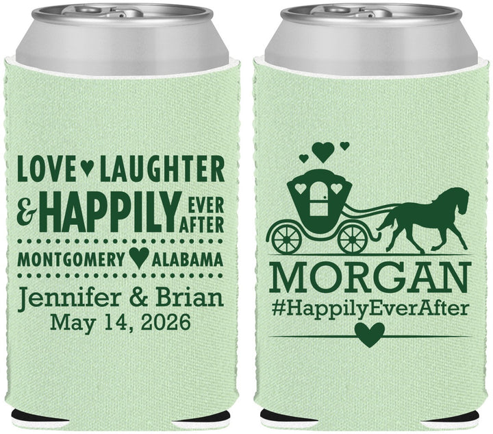 Custom Wedding Neoprene Can Coolers - Happily Ever After | 452