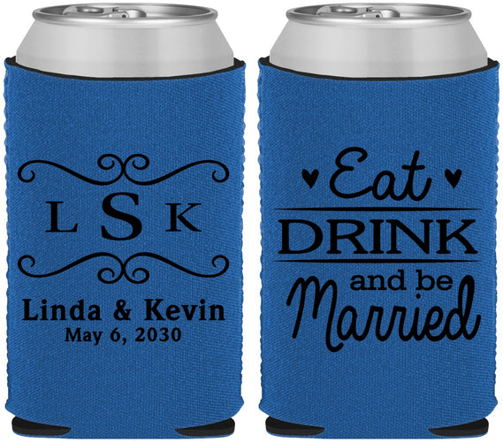 Custom Wedding Neoprene Can Coolers - Eat Drink Be Married | 463