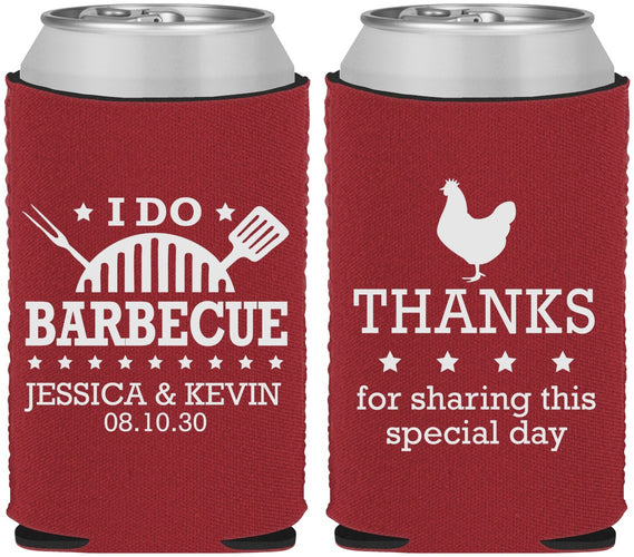 Custom Wedding Neoprene Can Coolers - I Do Barbecue Bbq | 469