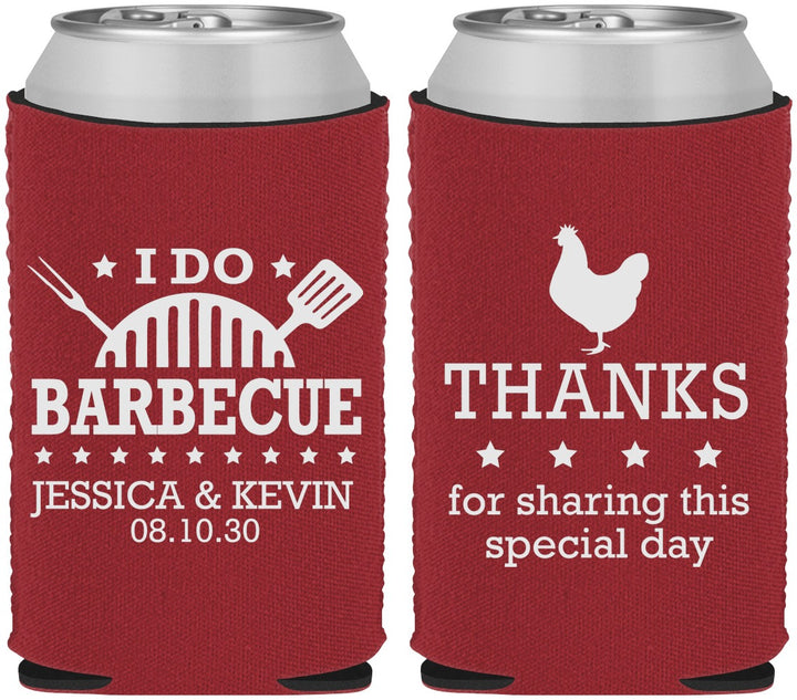 Custom Wedding Neoprene Can Coolers - I Do Barbecue Bbq | 469