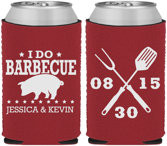 Custom Wedding Neoprene Can Coolers - I Do Barbecue Bbq | 473