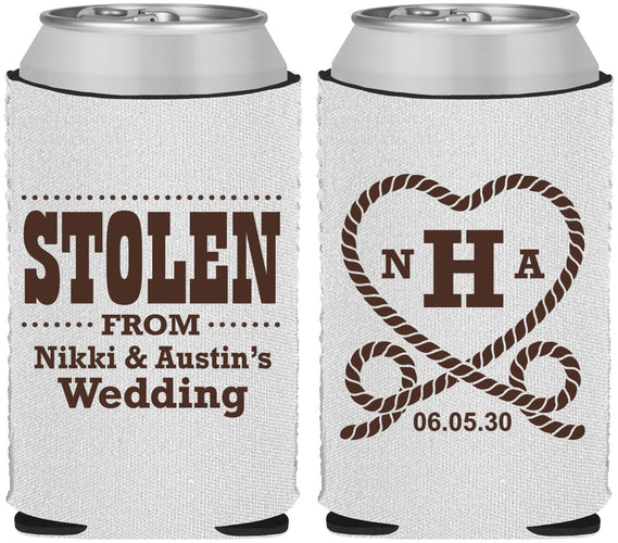 Custom Wedding Neoprene Can Coolers - Stolen Monogram | 474