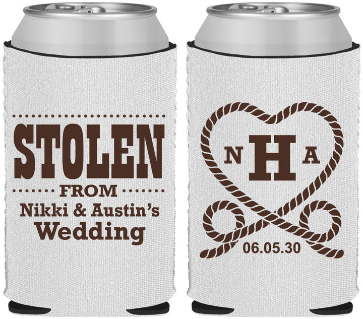 Custom Wedding Neoprene Can Coolers - Stolen Monogram | 474