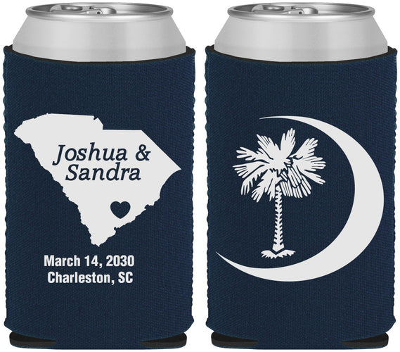 Custom Wedding Neoprene Can Coolers - Palmetto Tree | 475