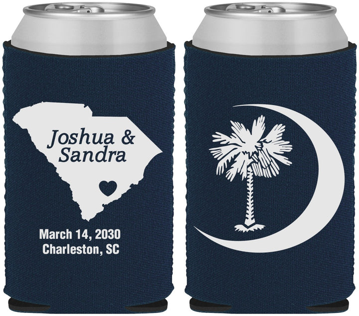 Custom Wedding Neoprene Can Coolers - Palmetto Tree | 475