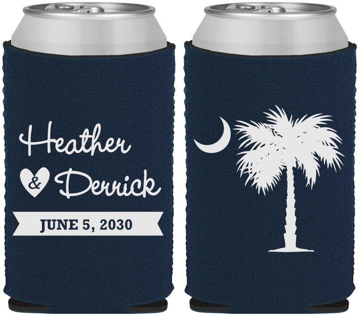 Custom Wedding Neoprene Can Coolers - Palmetto Tree | 477