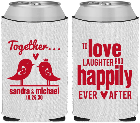 Custom Wedding Neoprene Can Coolers - Happily Ever After | 480