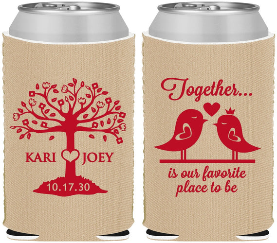 Custom Wedding Neoprene Can Coolers - Love Birds | 481