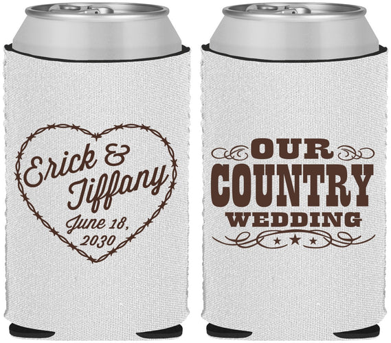 Custom Wedding Neoprene Can Coolers - Country Wedding | 484