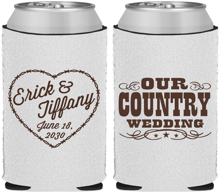 Custom Wedding Neoprene Can Coolers - Country Wedding | 484