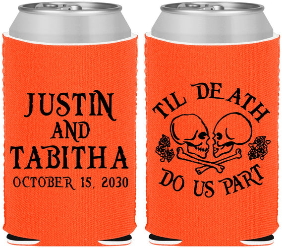 Custom Wedding Neoprene Can Coolers - Til Death Do Us Part | 485