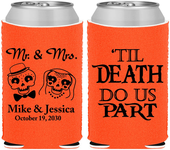Custom Wedding Neoprene Can Coolers - Til Death Do Us Part | 487