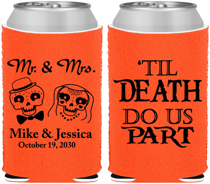 Custom Wedding Neoprene Can Coolers - Til Death Do Us Part | 487