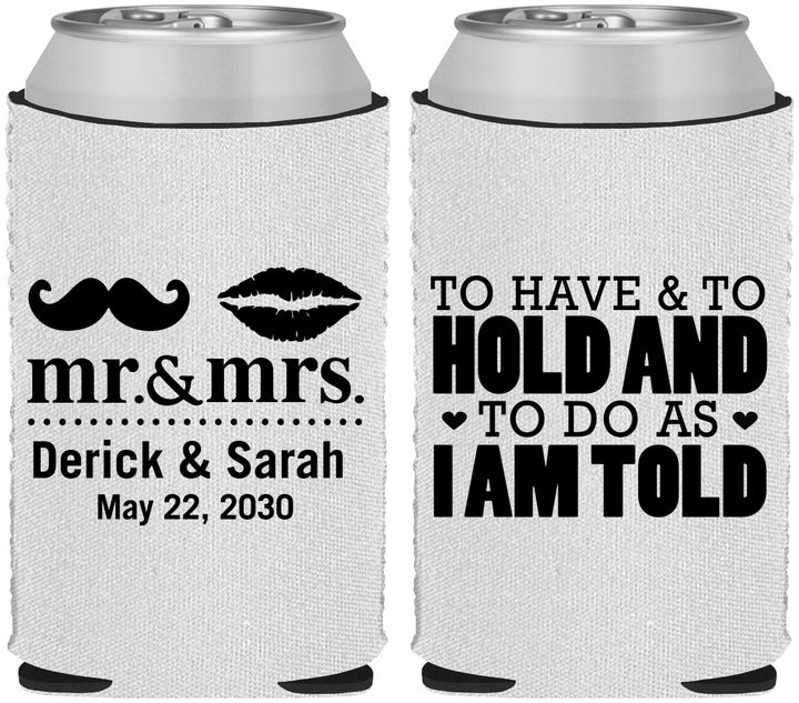 Custom Wedding Neoprene Can Coolers - To Have And To Hold | 491