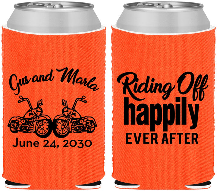 Custom Wedding Neoprene Can Coolers - Motorcycle | 493