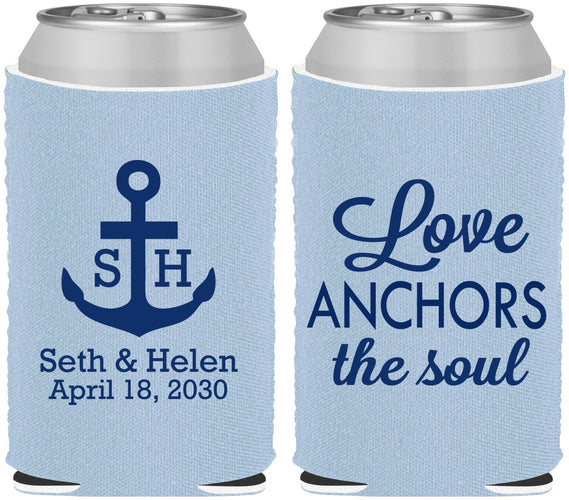 Custom Wedding Neoprene Can Coolers - Love Anchors The Soul | 494