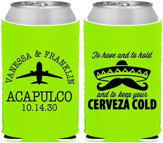 Custom Wedding Neoprene Can Coolers - Destination | 496